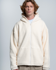 Cream Sherpa Full-Zip Hoodie